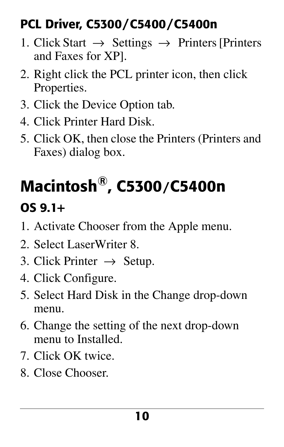 Macintosh, C5300, C5400n | Oki 70043501 User Manual | Page 12 / 20