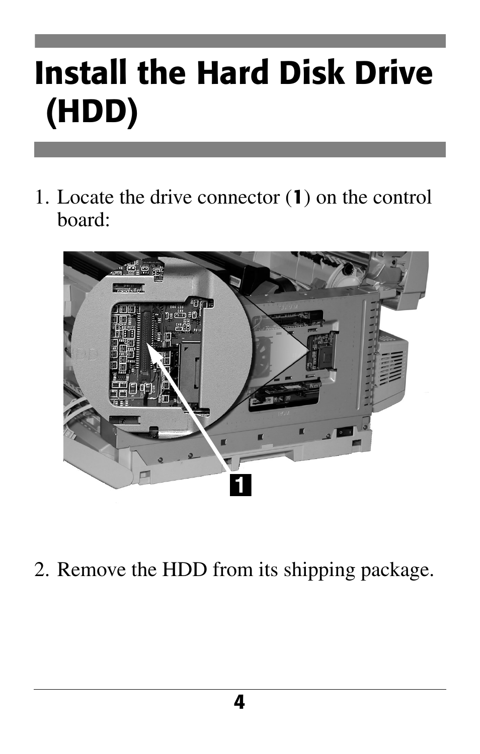 Install the hard disk drive (hdd) | Oki 70043501 User Manual | Page 6 / 20