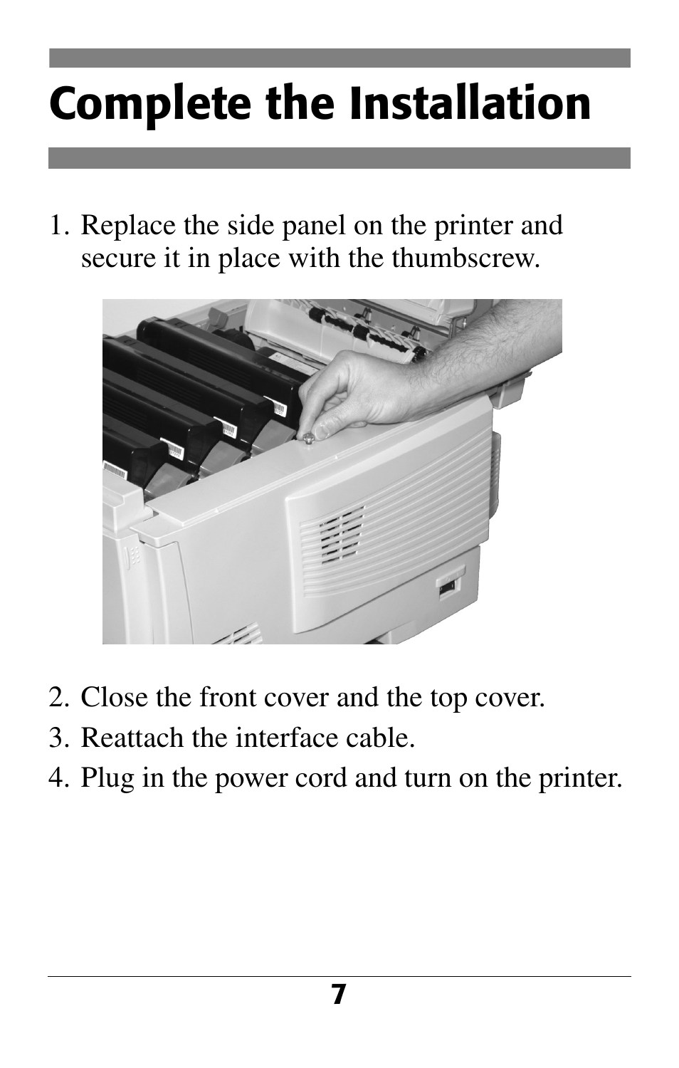 Complete the installation | Oki 70043501 User Manual | Page 9 / 20