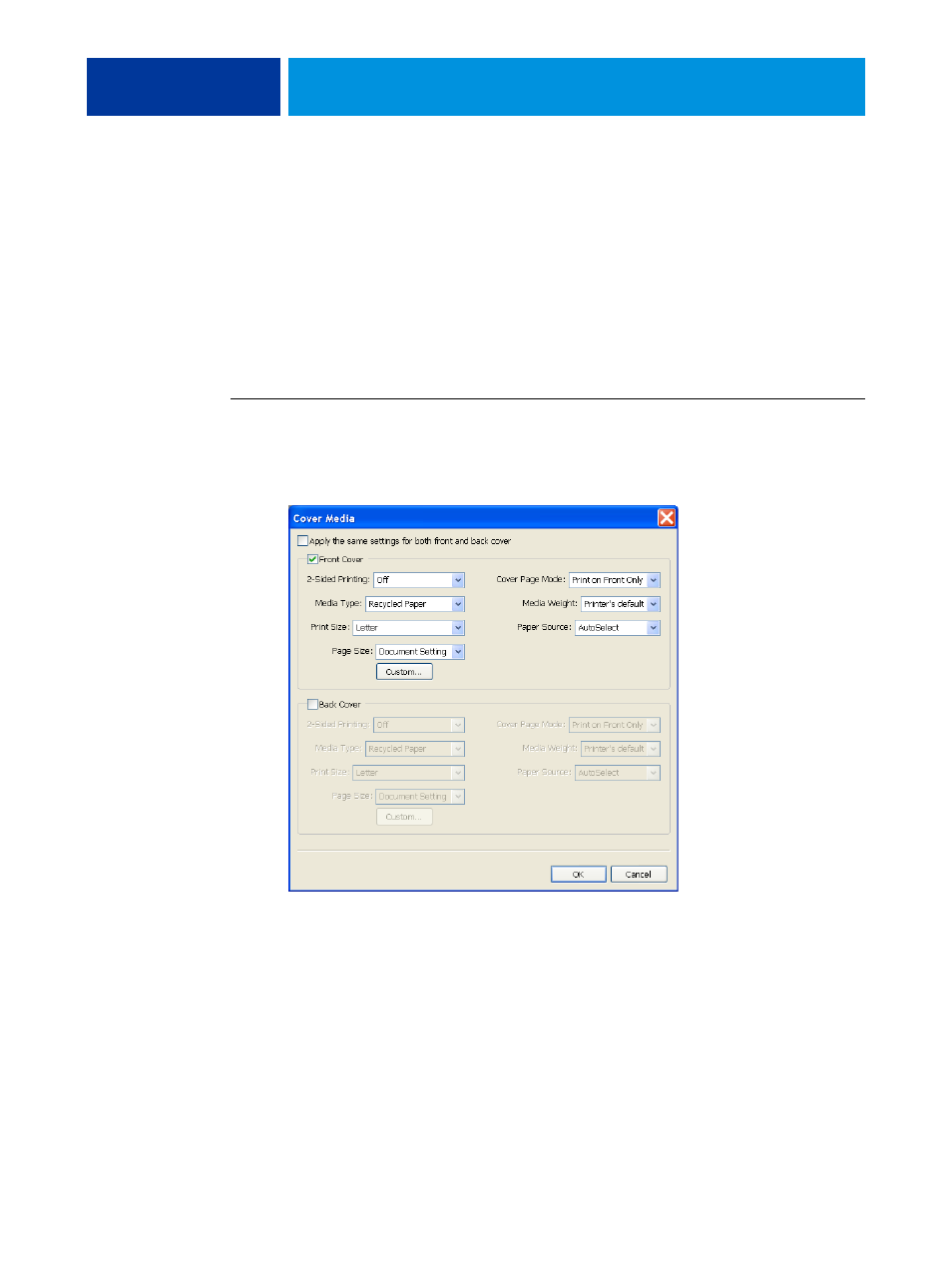 To define cover media settings | Oki CX3641 MFP User Manual | Page 19 / 37