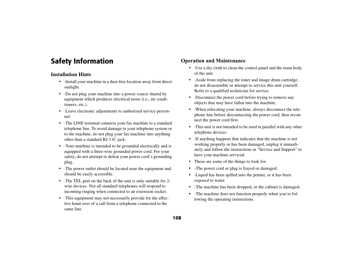 Safety information | Oki 56801 User Manual | Page 114 / 124