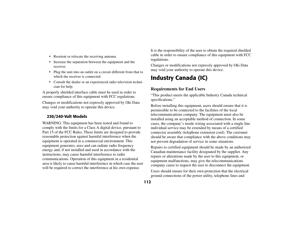 Industry canada (ic) | Oki 56801 User Manual | Page 118 / 124