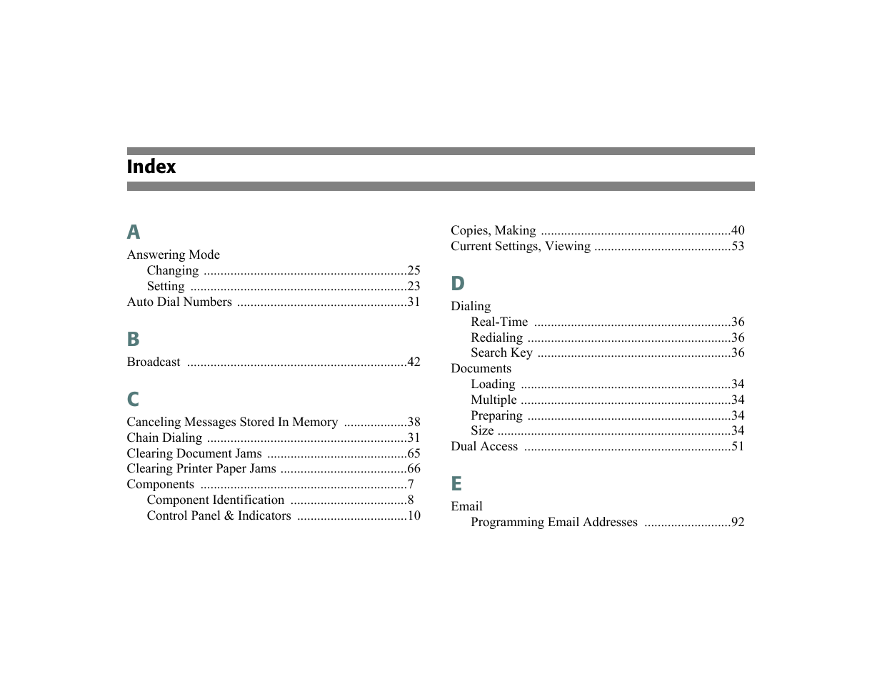 Index | Oki 56801 User Manual | Page 121 / 124