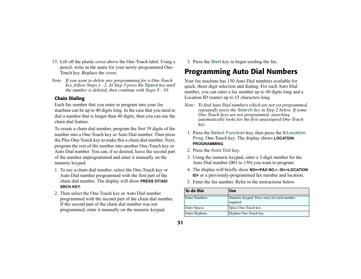 Programming auto dial numbers | Oki 56801 User Manual | Page 37 / 124