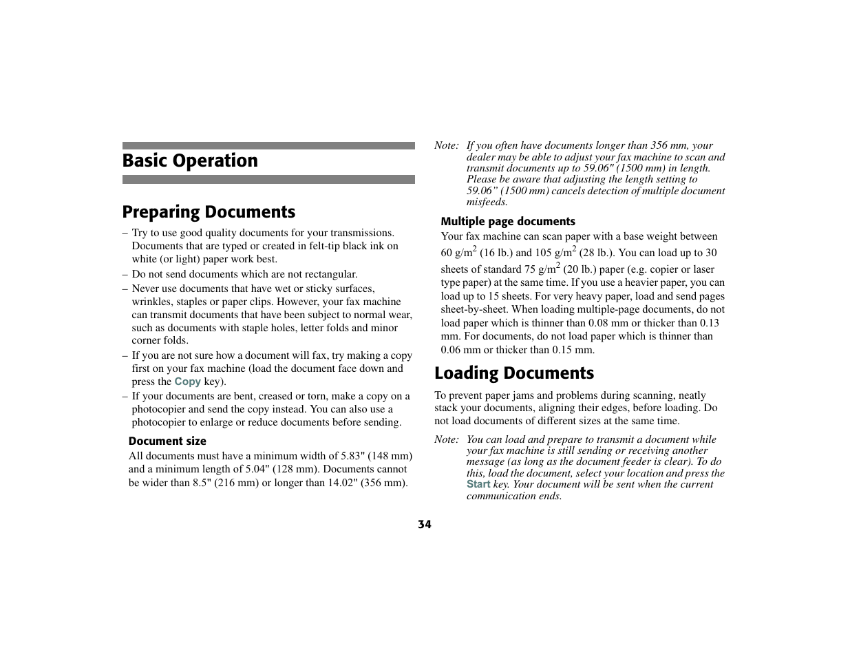 Basic operation, Preparing documents, Loading documents | Oki 56801 User Manual | Page 40 / 124