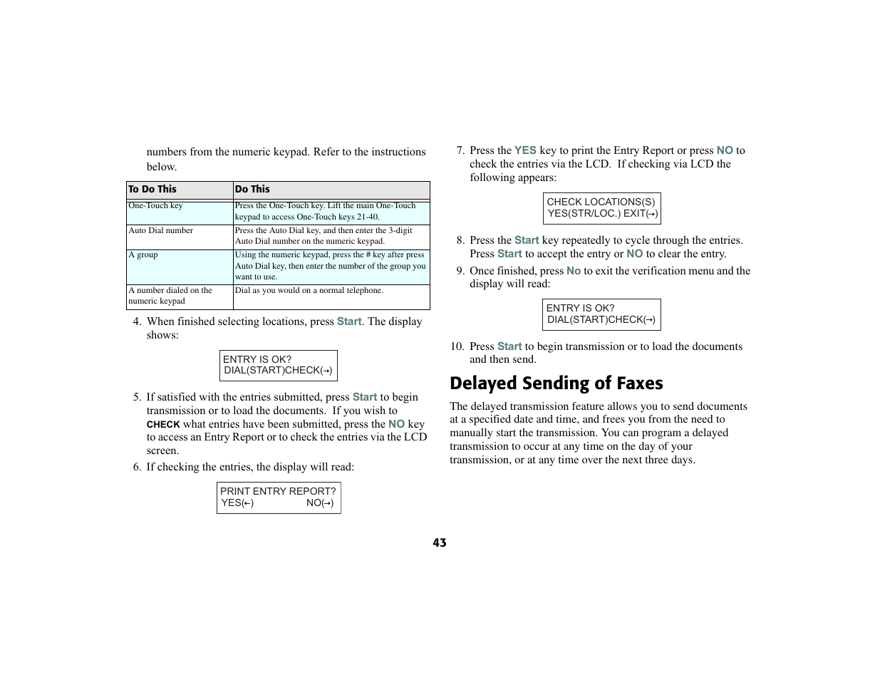 Delayed sending of faxes | Oki 56801 User Manual | Page 49 / 124