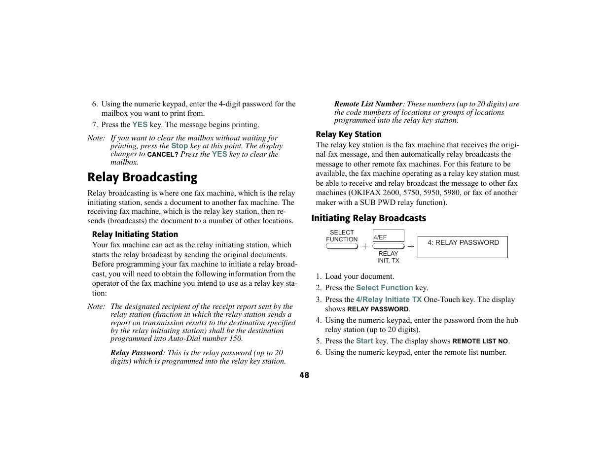 Relay broadcasting | Oki 56801 User Manual | Page 54 / 124