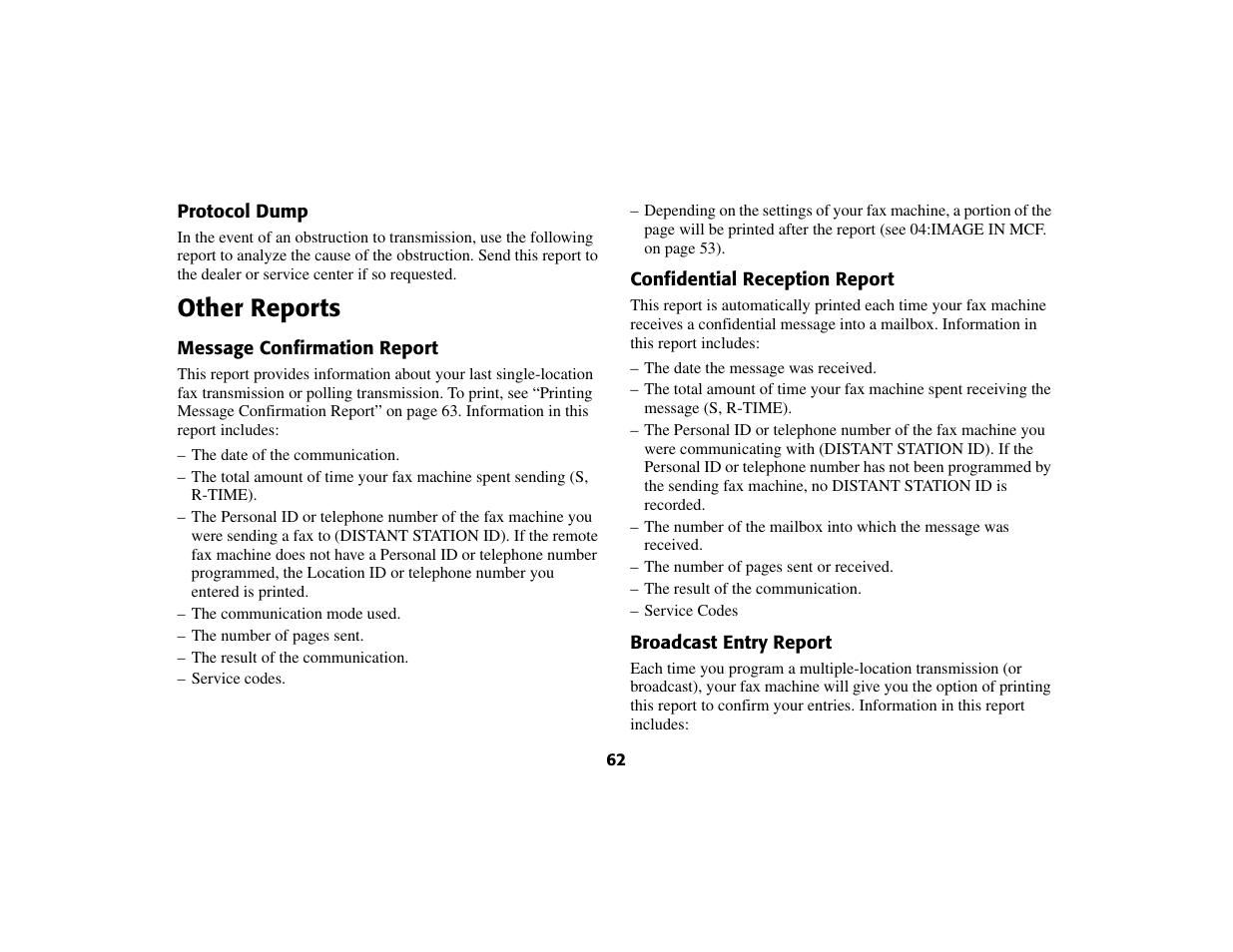 Other reports | Oki 56801 User Manual | Page 68 / 124