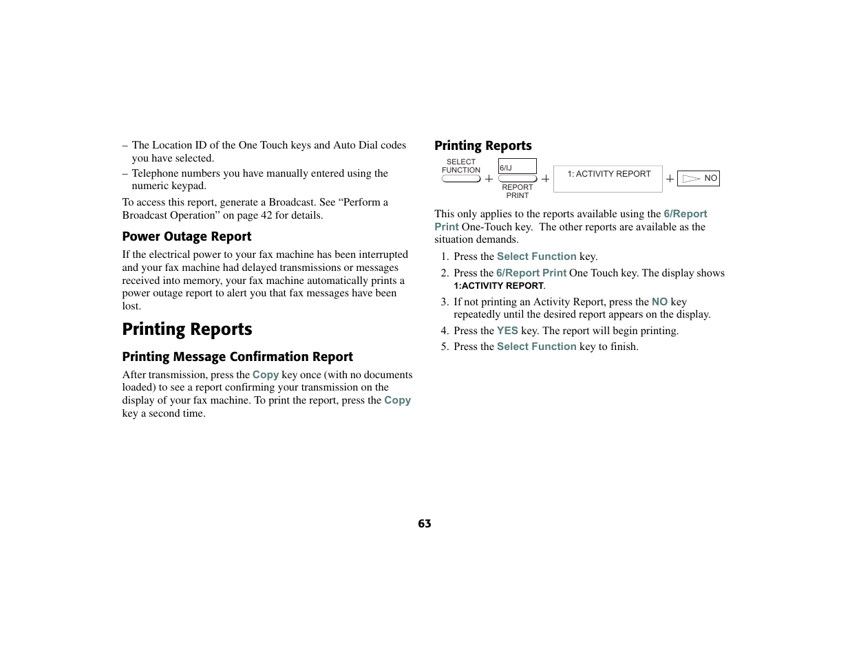 Printing reports | Oki 56801 User Manual | Page 69 / 124