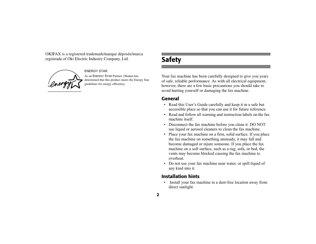 Safety | Oki 56801 User Manual | Page 8 / 124