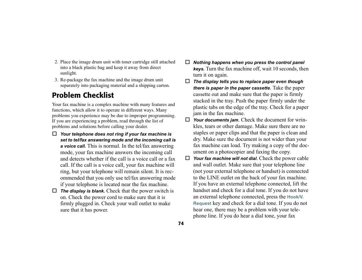 Problem checklist | Oki 56801 User Manual | Page 80 / 124