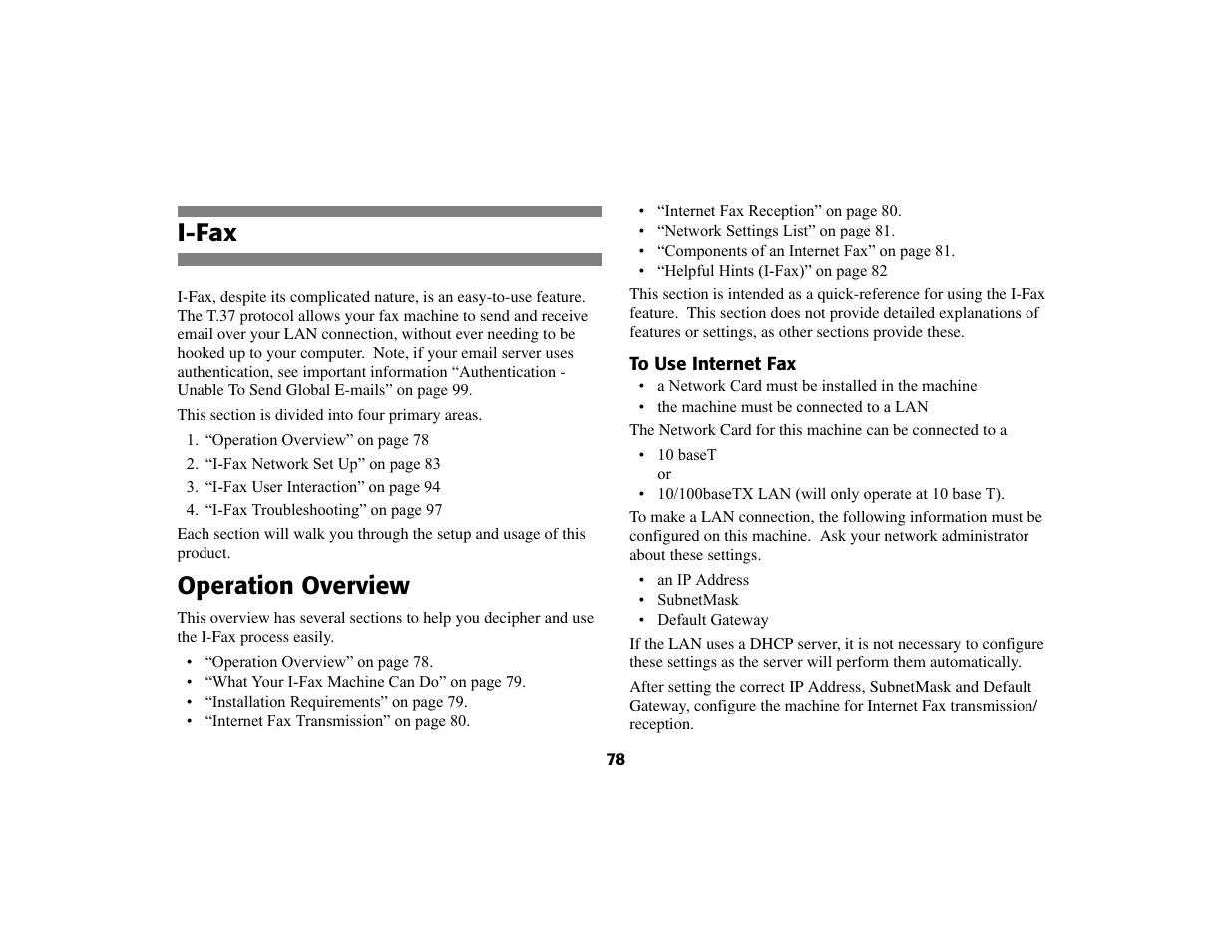 I-fax, Operation overview | Oki 56801 User Manual | Page 84 / 124