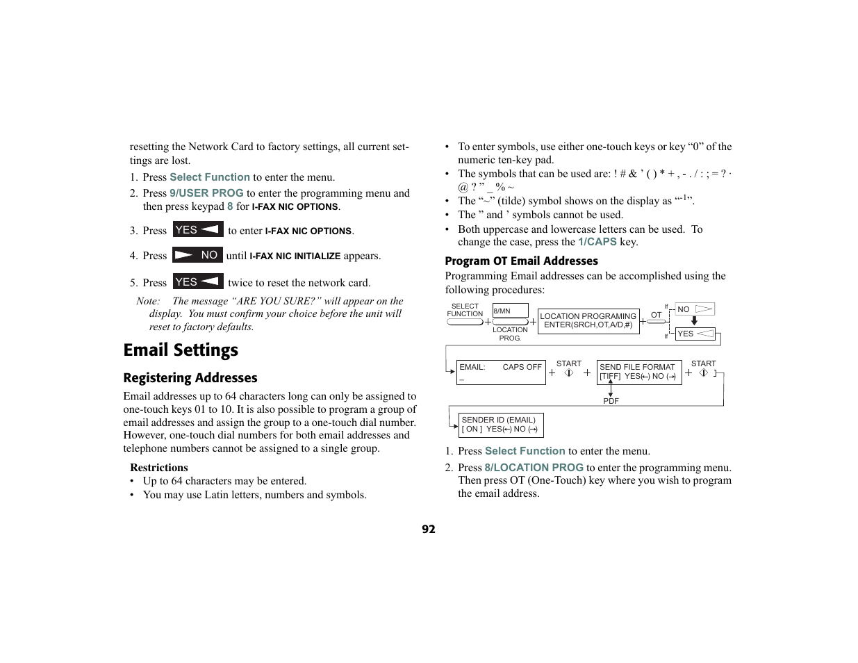 Email settings | Oki 56801 User Manual | Page 98 / 124