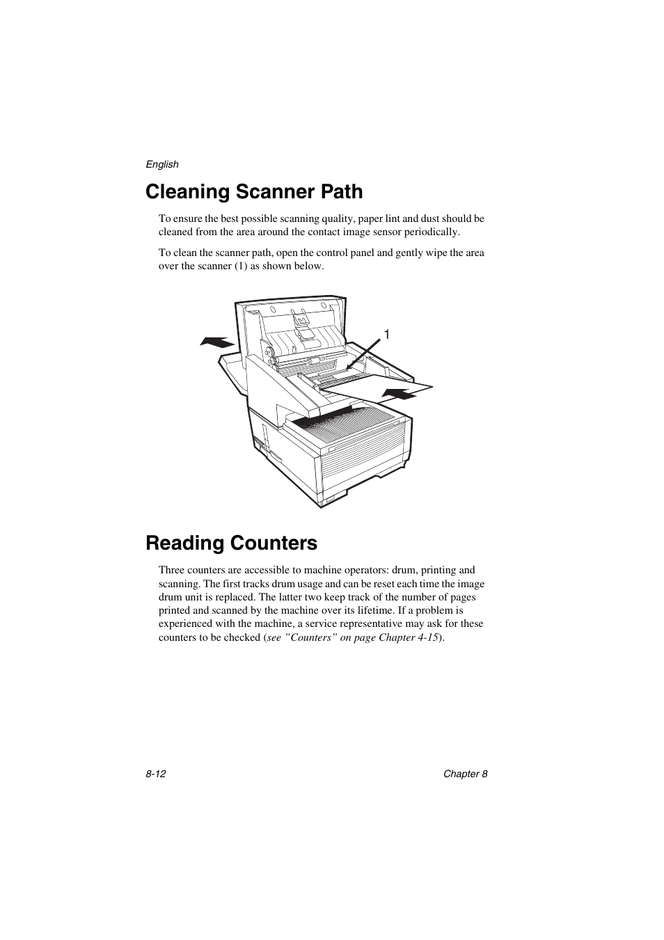 Cleaning scanner path, Reading counters | Oki 5700 User Manual | Page 110 / 134