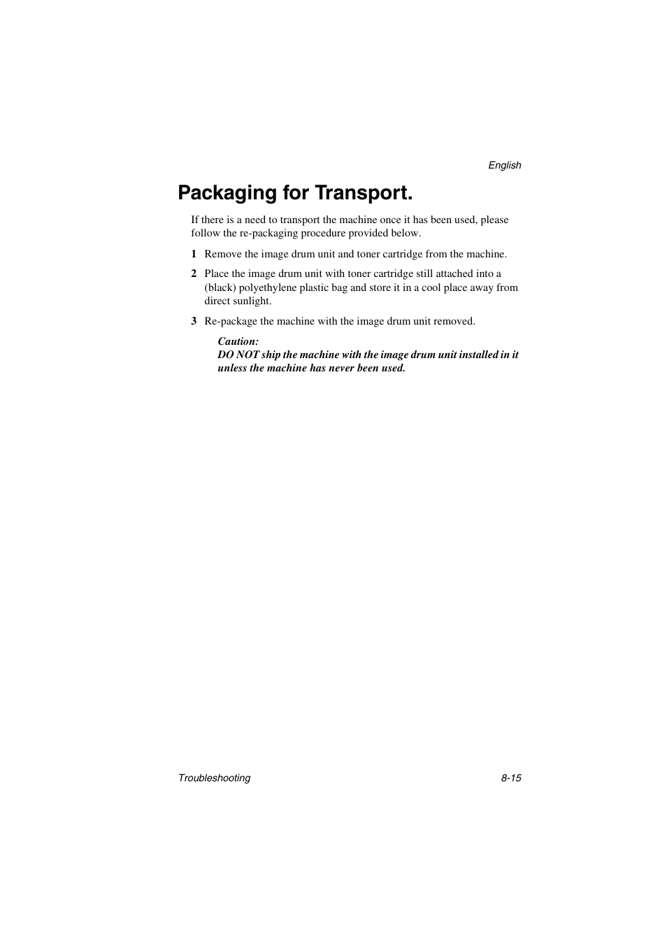 Packaging for transport | Oki 5700 User Manual | Page 113 / 134