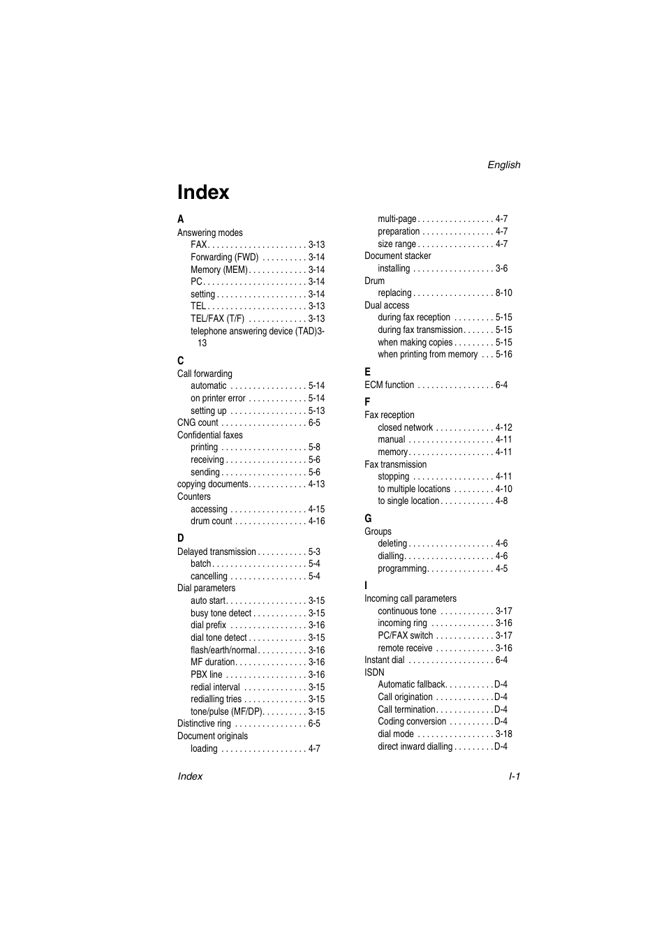 Index | Oki 5700 User Manual | Page 133 / 134