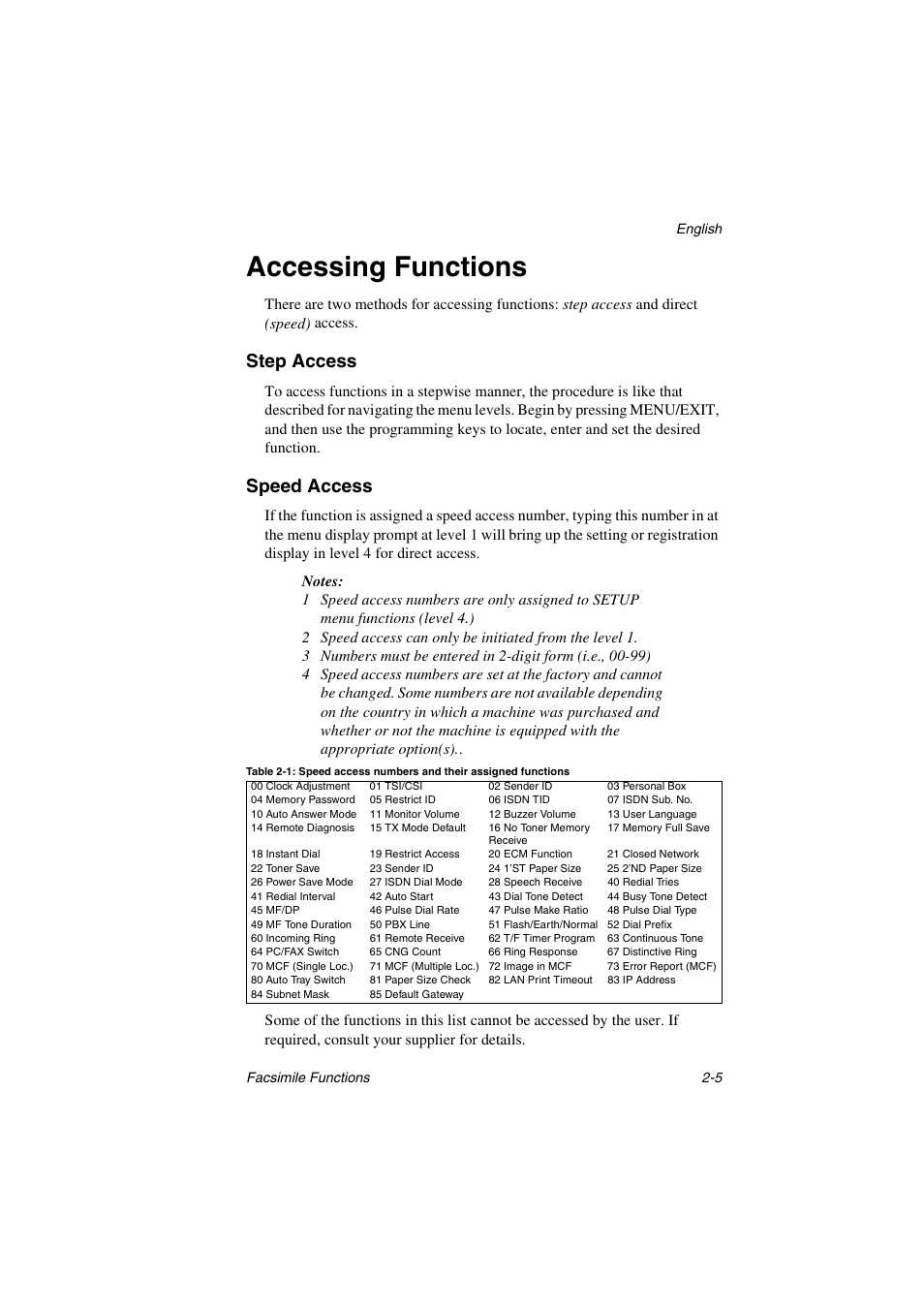 Accessing functions, Step access, Speed access | Oki 5700 User Manual | Page 27 / 134