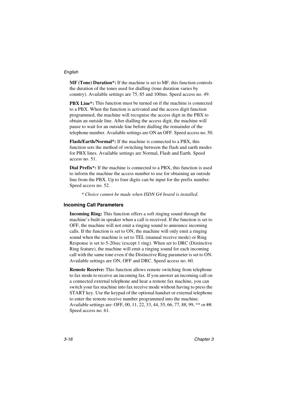 Incoming call parameters | Oki 5700 User Manual | Page 44 / 134