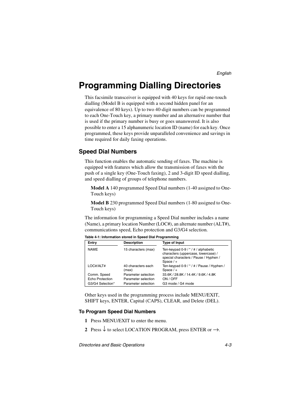 Programming dialling directories, Speed dial numbers, To program speed dial numbers | Oki 5700 User Manual | Page 51 / 134