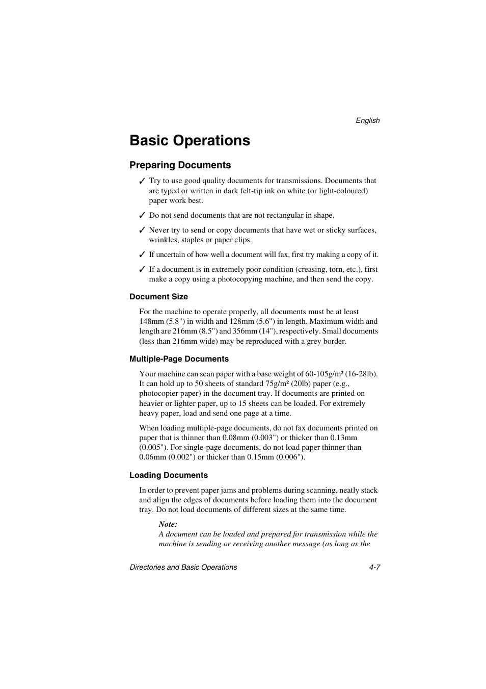 Basic operations, Preparing documents, Document size | Loading documents | Oki 5700 User Manual | Page 55 / 134