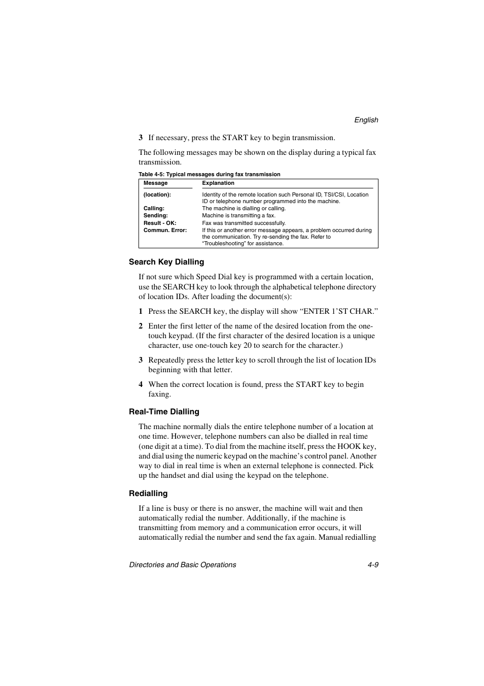 Search key dialling, Real-time dialling, Redialling | Oki 5700 User Manual | Page 57 / 134