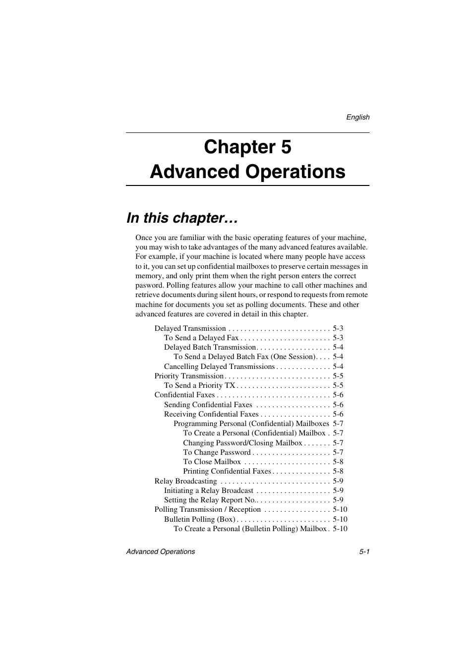 Chapter 5 advanced operations | Oki 5700 User Manual | Page 65 / 134