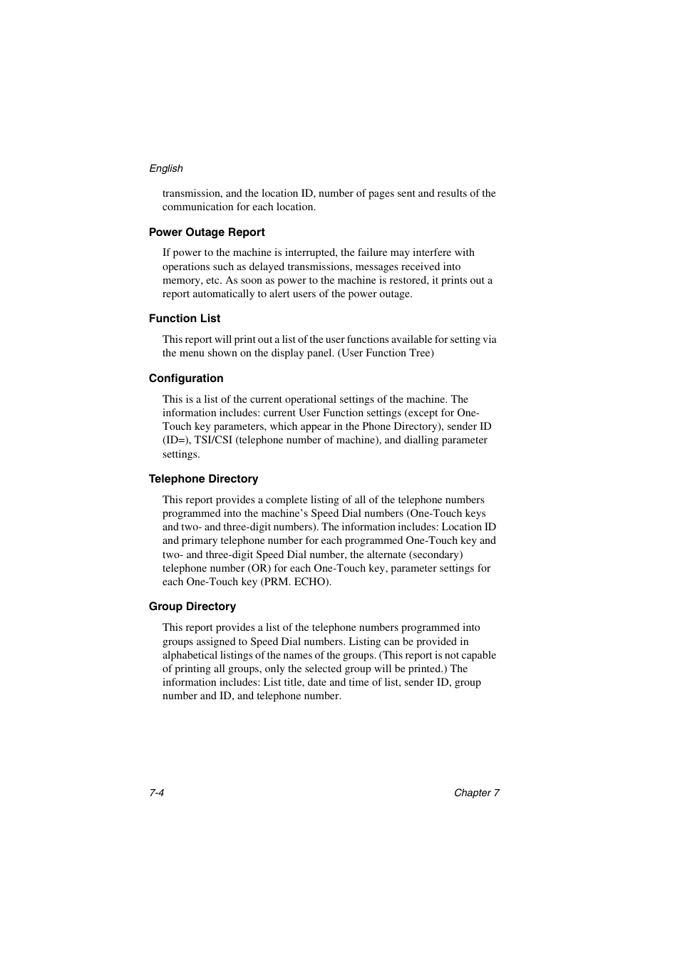 Power outage report, Function list, Configuration | Telephone directory, Group directory | Oki 5700 User Manual | Page 94 / 134