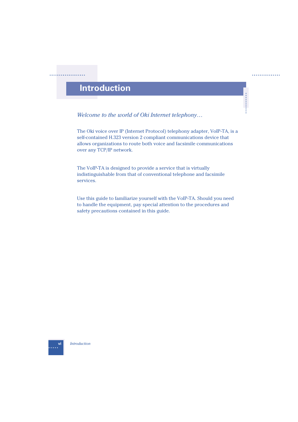 Introduction | Oki Telephony Adapter User Manual | Page 8 / 30