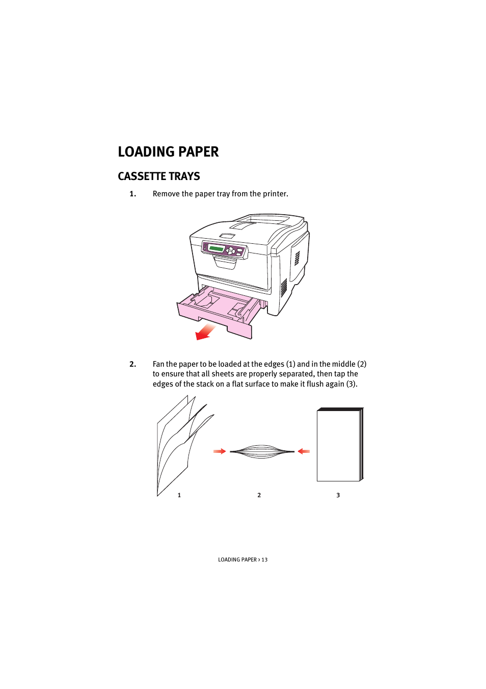 Loading paper, Cassette trays | Oki C 5100n User Manual | Page 13 / 81