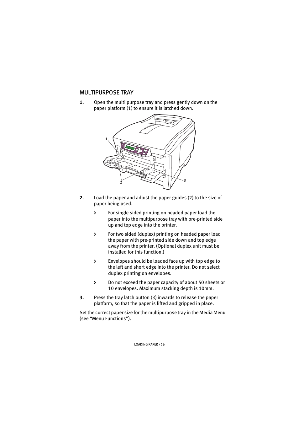 Multipurpose tray | Oki C 5100n User Manual | Page 16 / 81