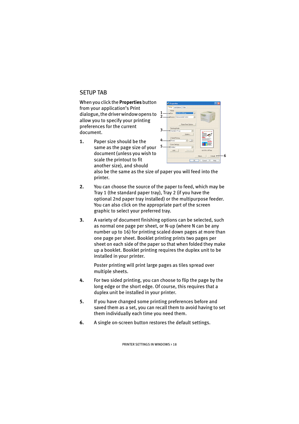 Setup tab | Oki C 5100n User Manual | Page 18 / 81