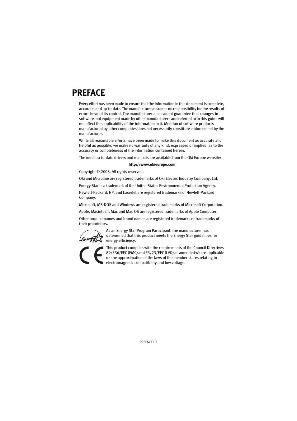 Preface | Oki C 5100n User Manual | Page 2 / 81