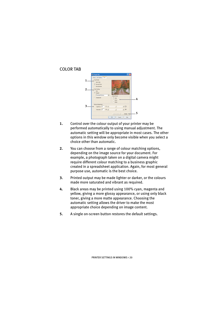 Color tab | Oki C 5100n User Manual | Page 20 / 81