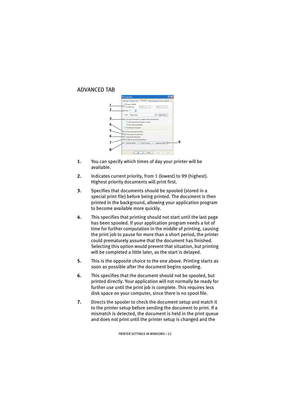 Advanced tab | Oki C 5100n User Manual | Page 22 / 81