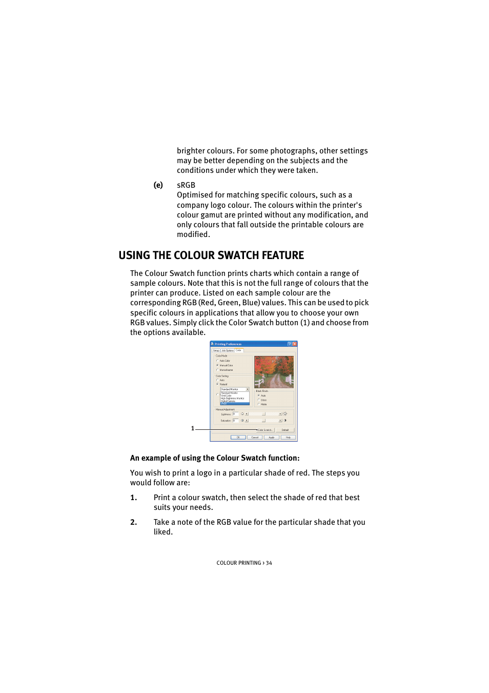 Using the colour swatch feature | Oki C 5100n User Manual | Page 34 / 81