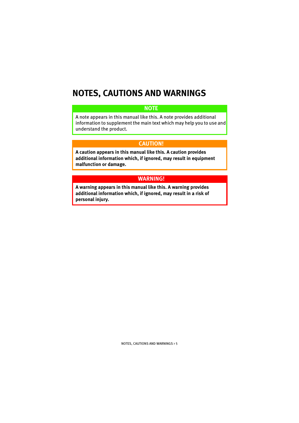 Notes, cautions and warnings | Oki C 5100n User Manual | Page 5 / 81
