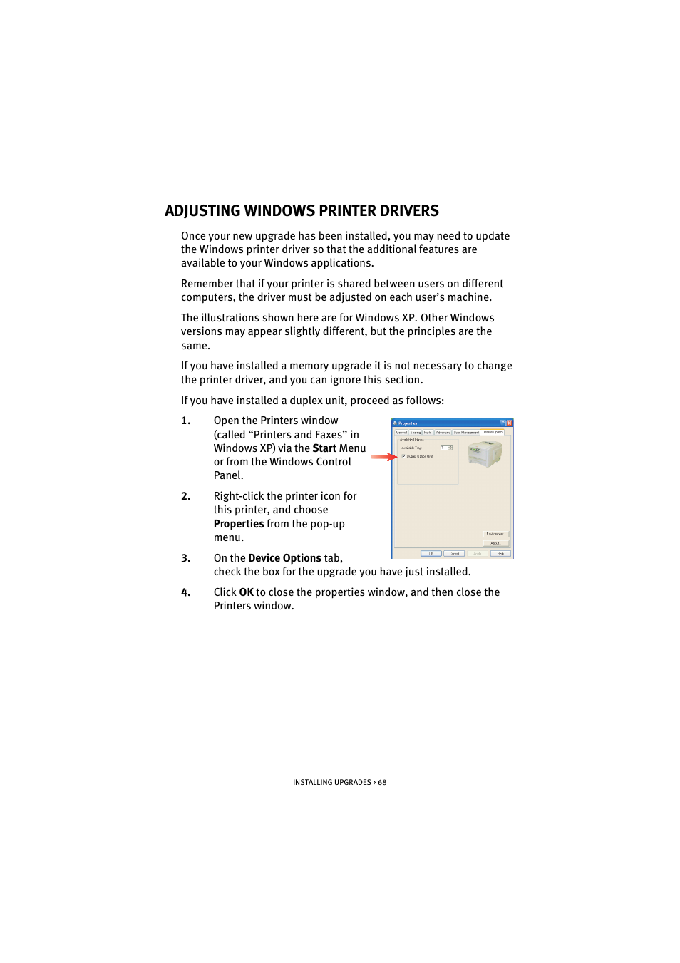 Adjusting windows printer drivers | Oki C 5100n User Manual | Page 68 / 81