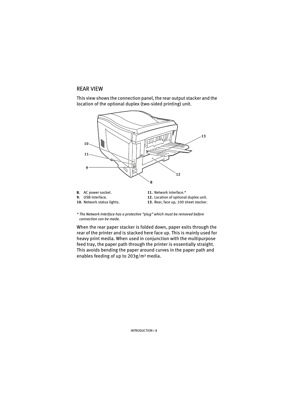 Rear view | Oki C 5100n User Manual | Page 8 / 81