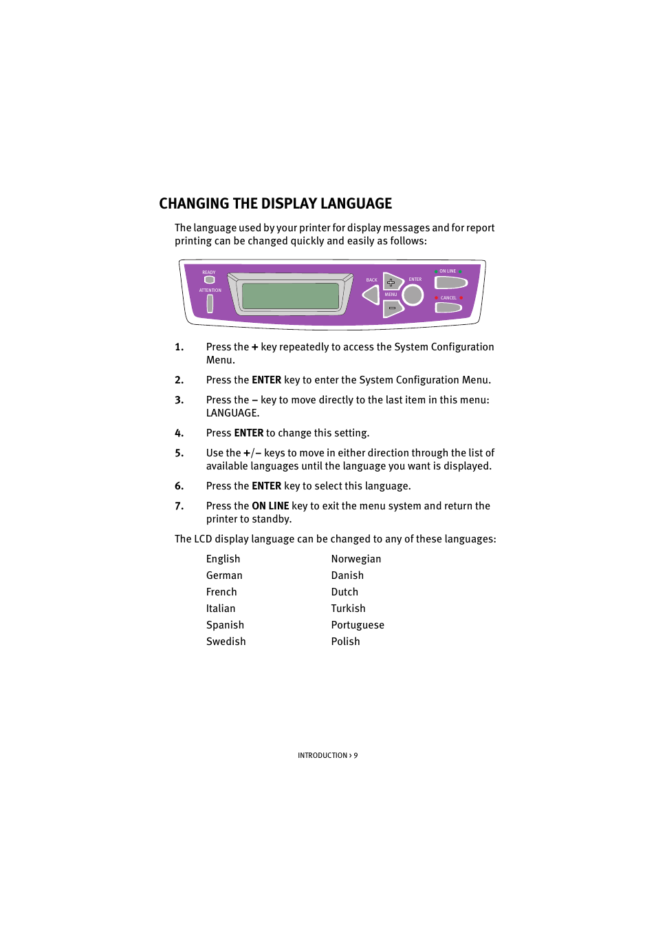 Changing the display language | Oki C 5100n User Manual | Page 9 / 81