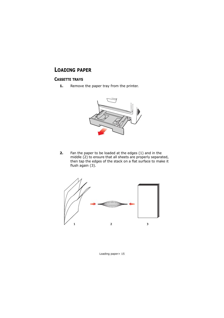 Loading paper, Cassette trays, Oading | Paper | Oki C5800 User Manual | Page 15 / 117