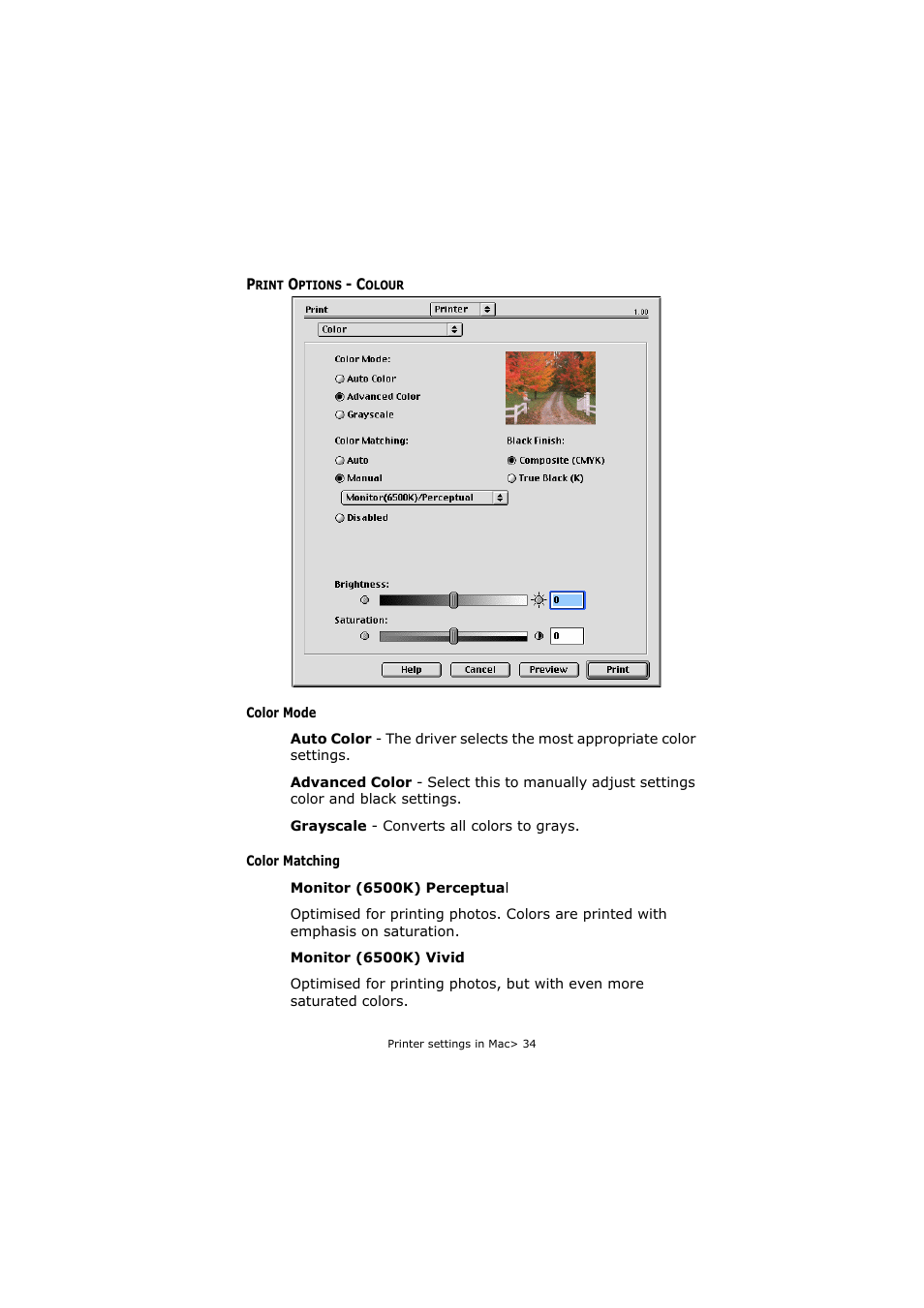 Print options - colour | Oki C5800 User Manual | Page 34 / 117