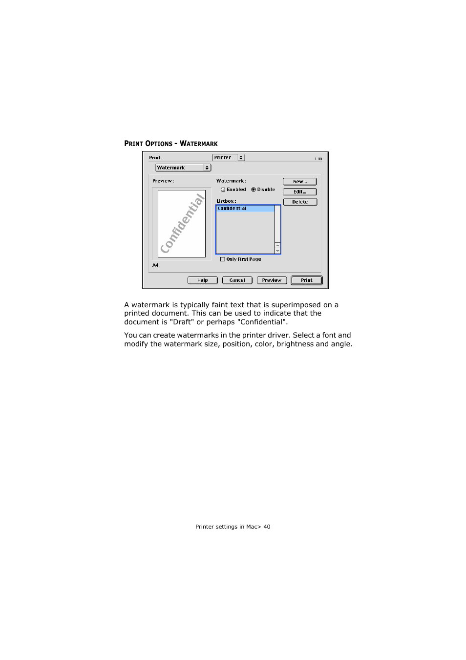 Print options - watermark | Oki C5800 User Manual | Page 40 / 117