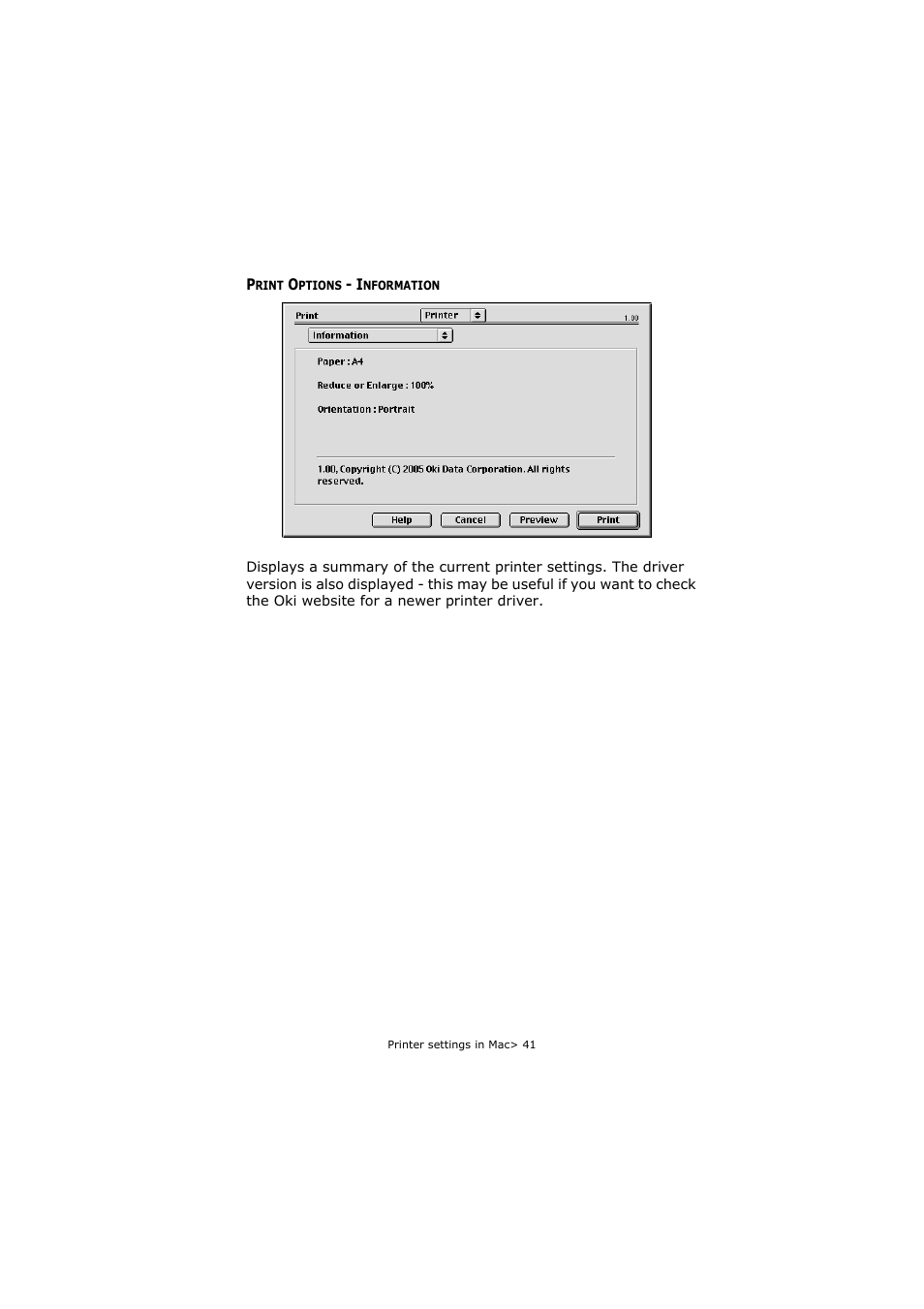 Print options - information | Oki C5800 User Manual | Page 41 / 117