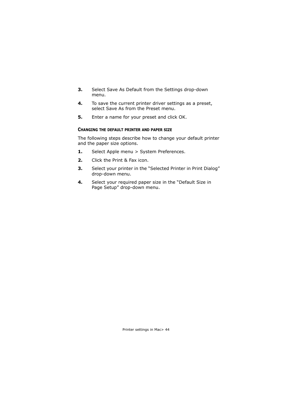 Changing the default printer and paper size | Oki C5800 User Manual | Page 44 / 117