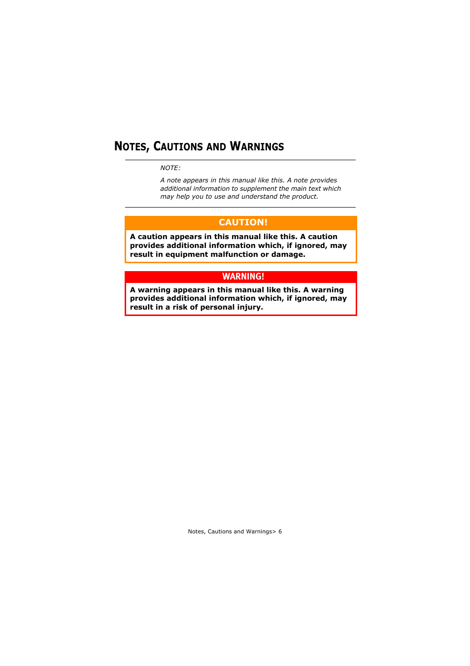 Notes, cautions and warnings | Oki C5800 User Manual | Page 6 / 117