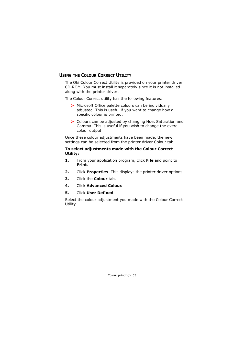 Using the colour correct utility | Oki C5800 User Manual | Page 65 / 117
