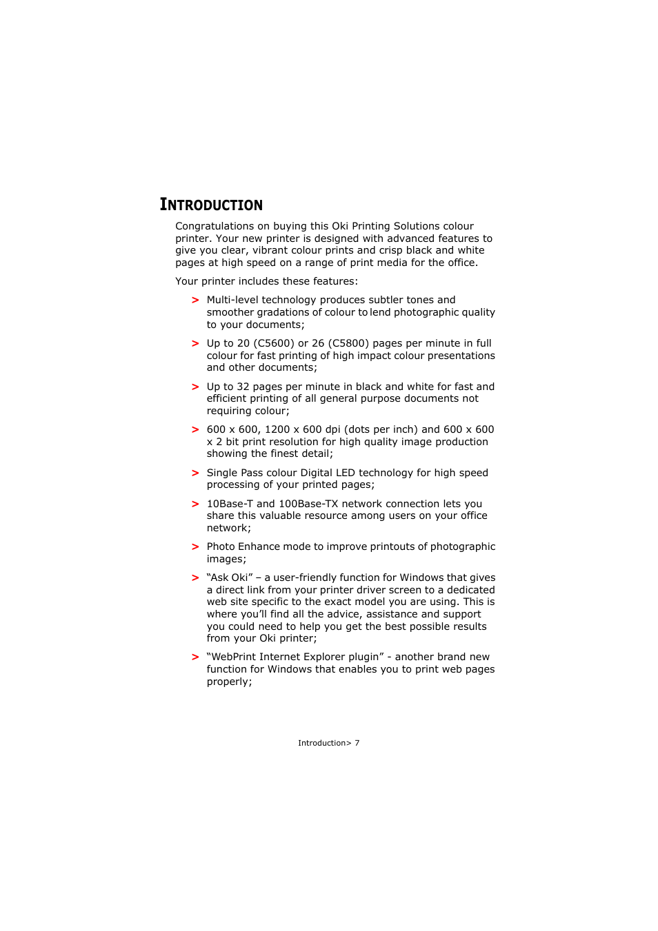 Introduction, Ntroduction | Oki C5800 User Manual | Page 7 / 117