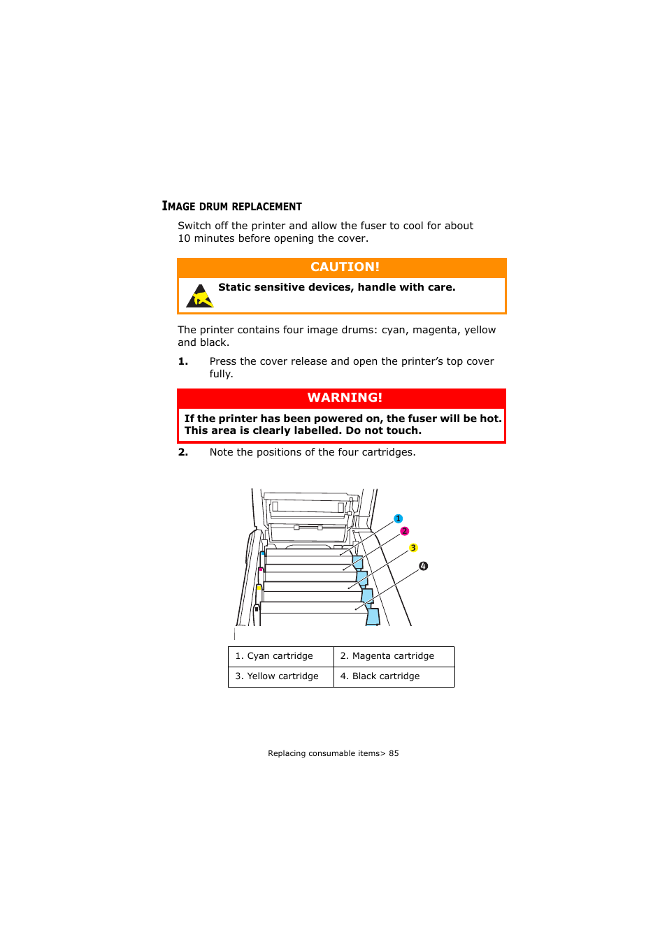 Image drum replacement | Oki C5800 User Manual | Page 85 / 117