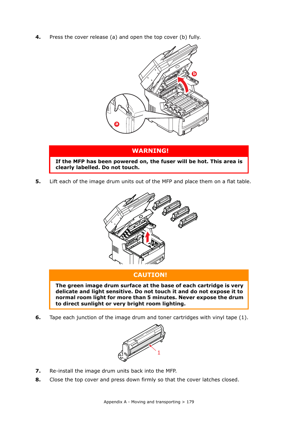 Warning, Caution | Oki PRINTING SOLUTIONS MULTIFUNCTION PRINTER CX2633 User Manual | Page 179 / 180