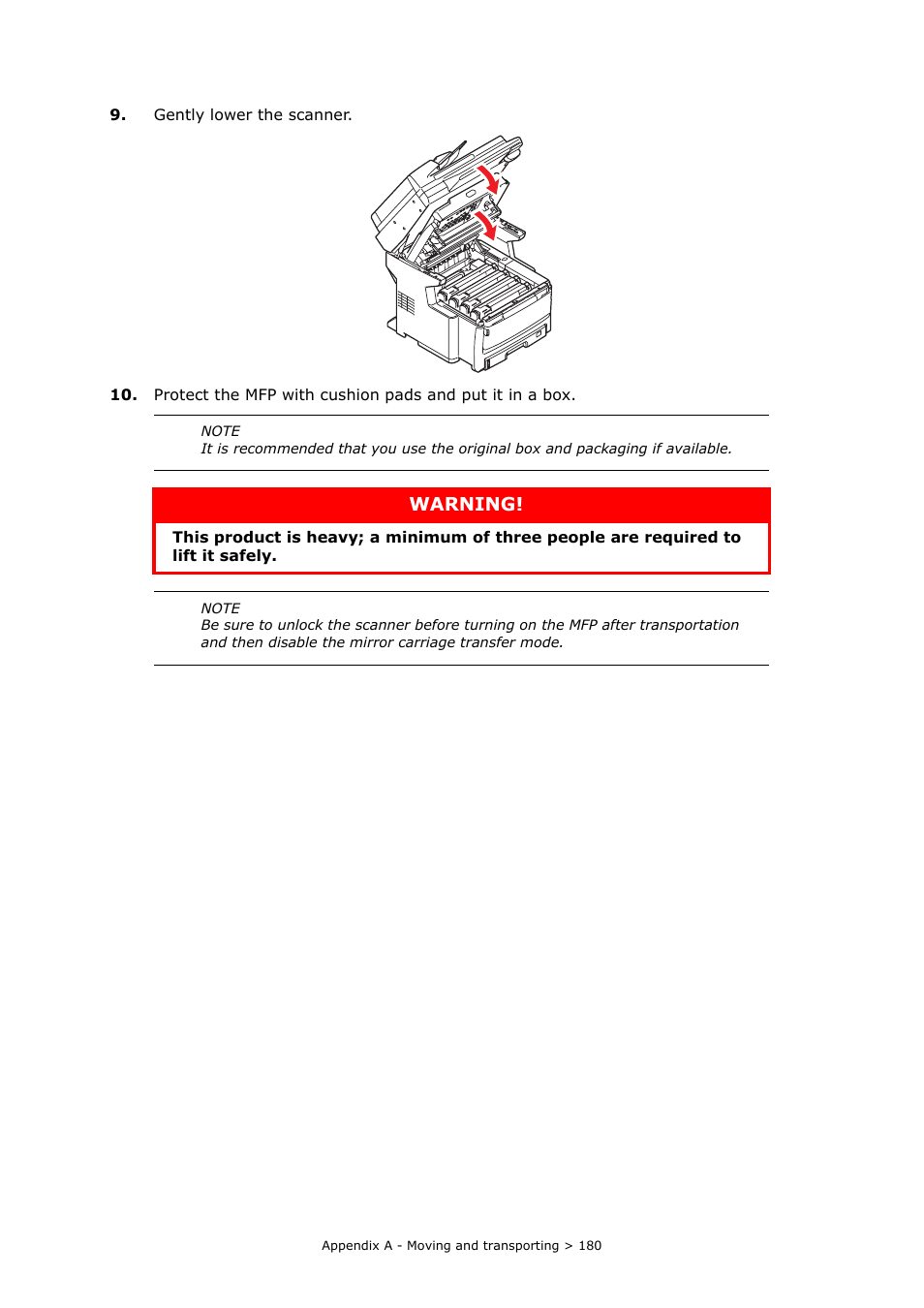 Warning | Oki PRINTING SOLUTIONS MULTIFUNCTION PRINTER CX2633 User Manual | Page 180 / 180